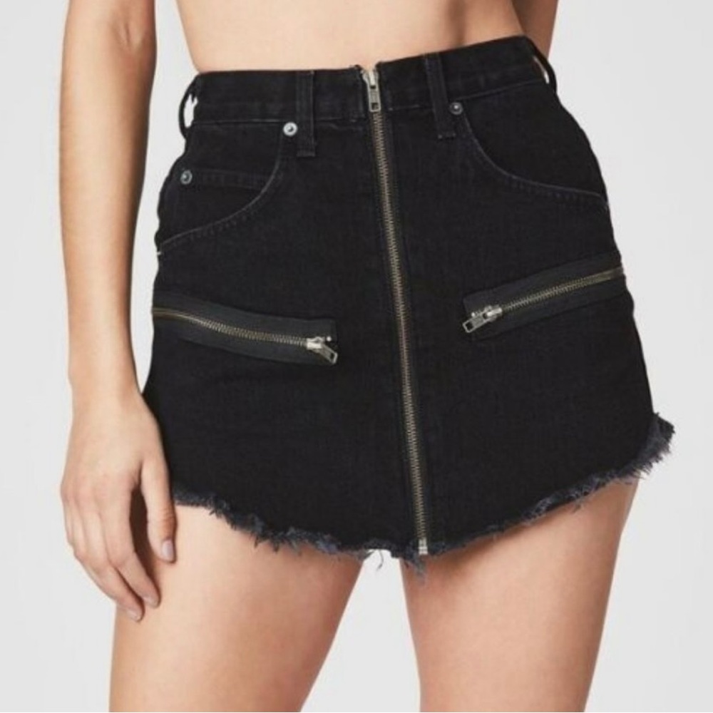 CARMAR Black Denim Beatrice Black Zippered High Waist Mini Skirt NWOT Size 23